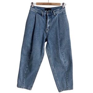 English Factory Balloon Jeans Pleated Y2K Retro Casual Medium Wash Denim 27